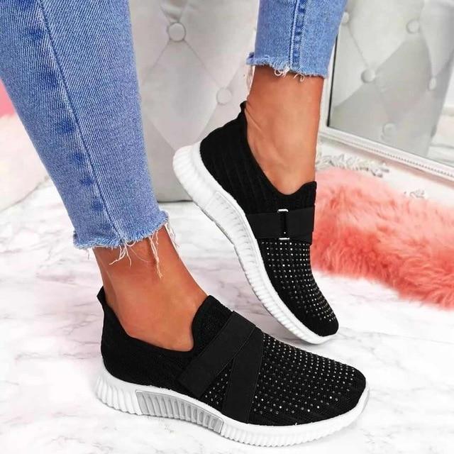 Ava | Women’s Slip-On Sneakers with Velcro Strap and Breathable Mesh Panels