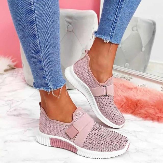 Ava | Women’s Slip-On Sneakers with Velcro Strap and Breathable Mesh Panels