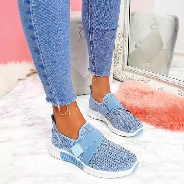 Ava | Women’s Slip-On Sneakers with Velcro Strap and Breathable Mesh Panels