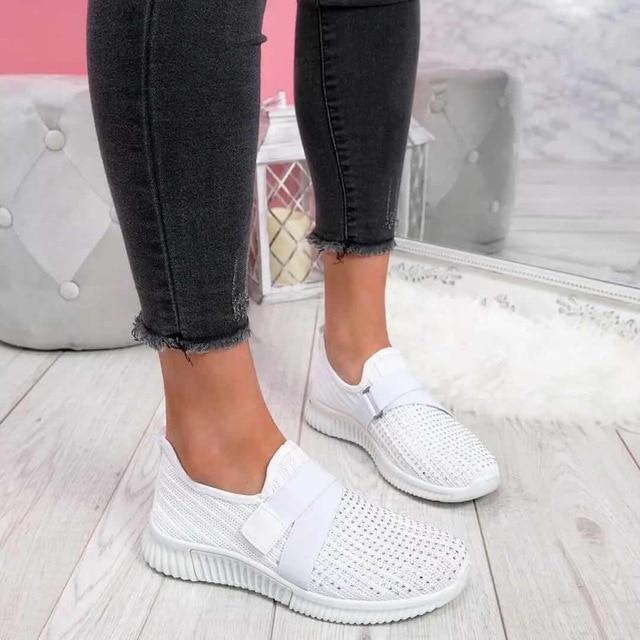 Ava | Women’s Slip-On Sneakers with Velcro Strap and Breathable Mesh Panels