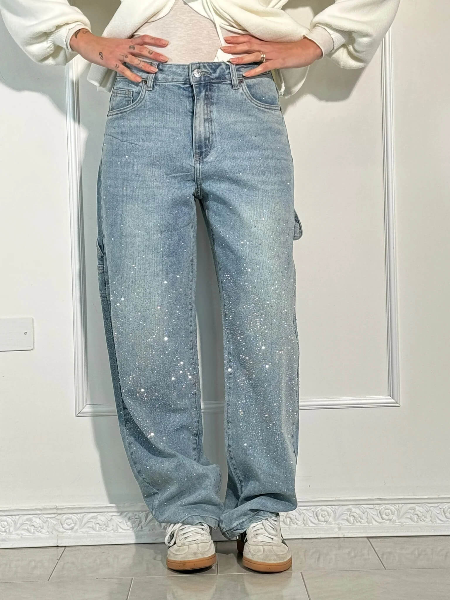 Rafaela | Diamond Jeans with Balloon Fit and Sparkling Details