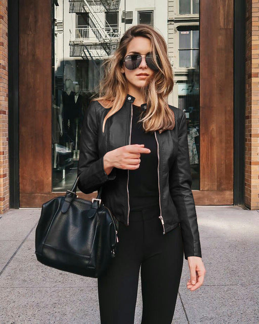 Violet | Women’s Vegan Leather Biker Jacket with Structured Zip‑Front Design