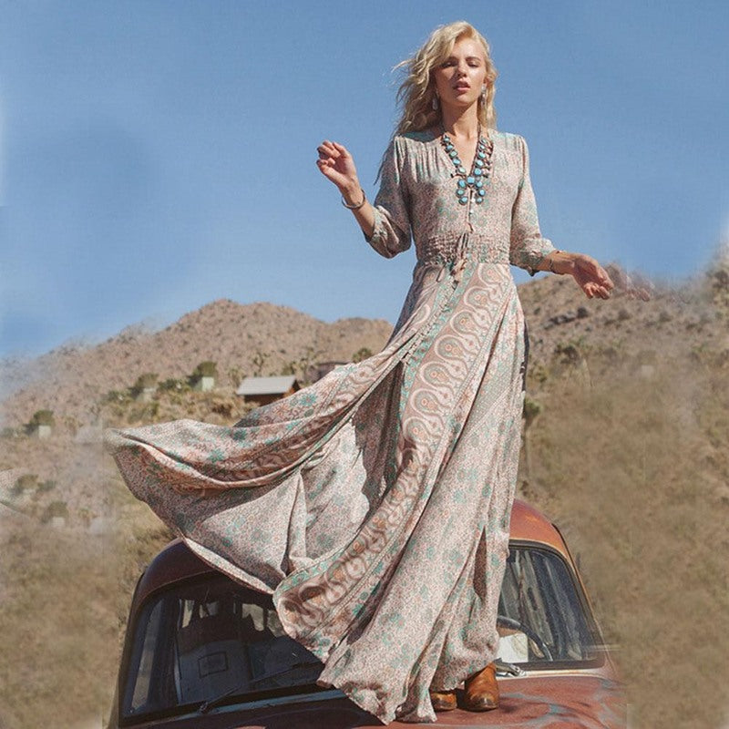 Sofie | Women’s Boho Country Maxi Dress with Tailored Bodice