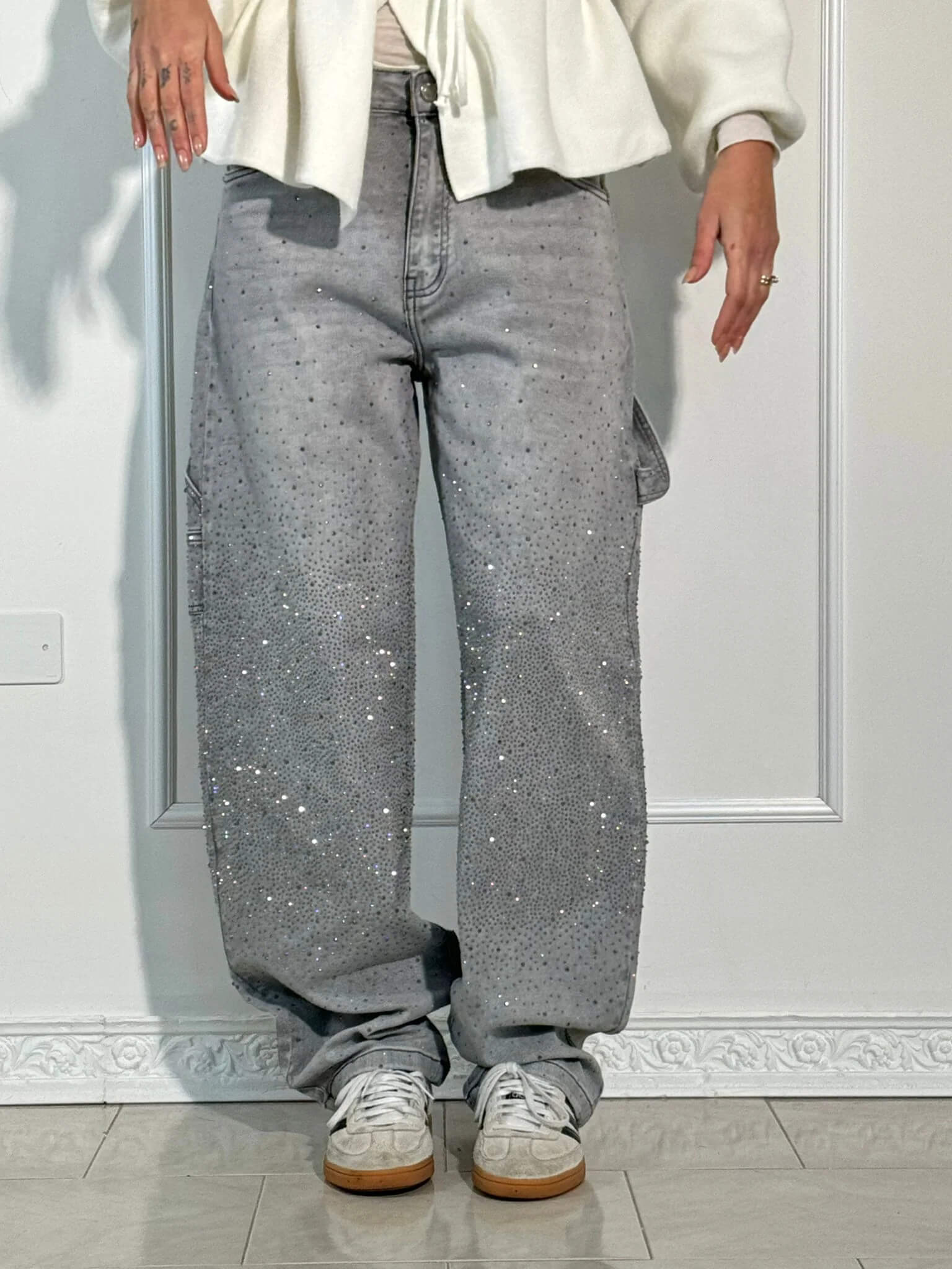 Rafaela | Diamond Jeans with Balloon Fit and Sparkling Details