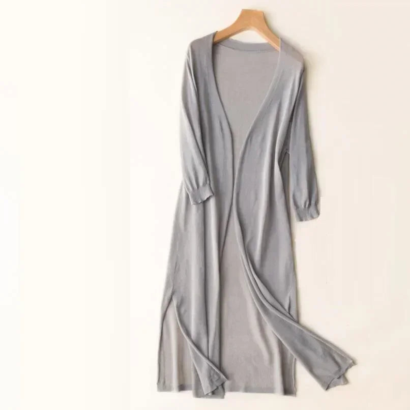 Isabella | Women’s Lightweight Long Cardigan with V-Neck and Relaxed Fit