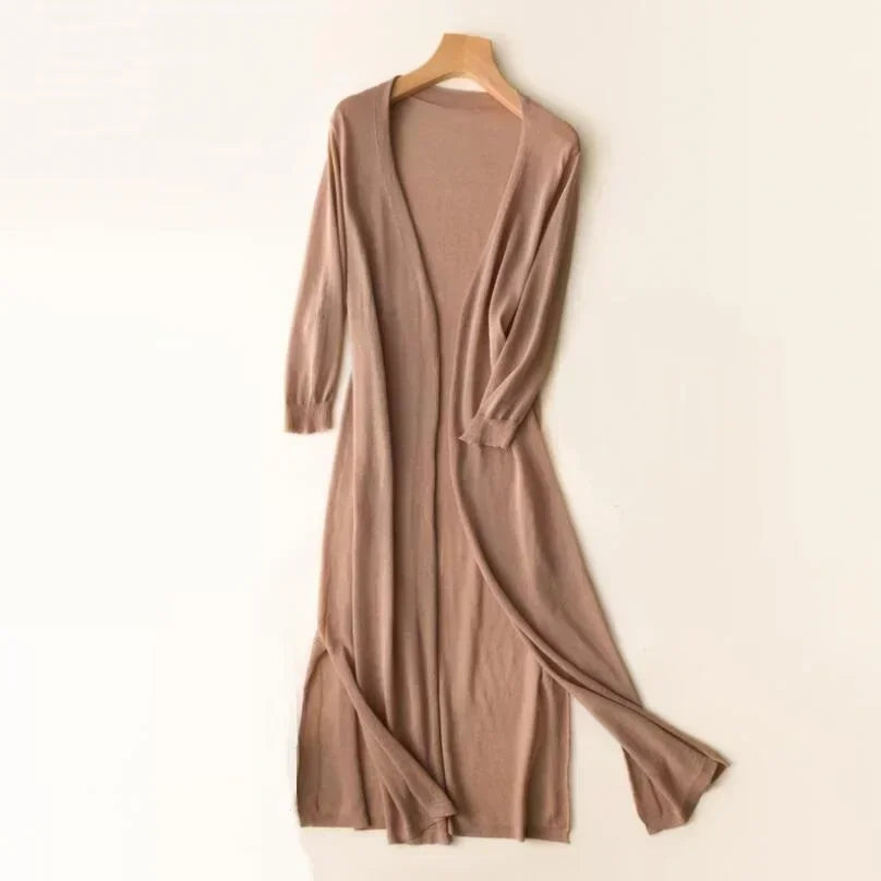 Isabella | Women’s Lightweight Long Cardigan with V-Neck and Relaxed Fit