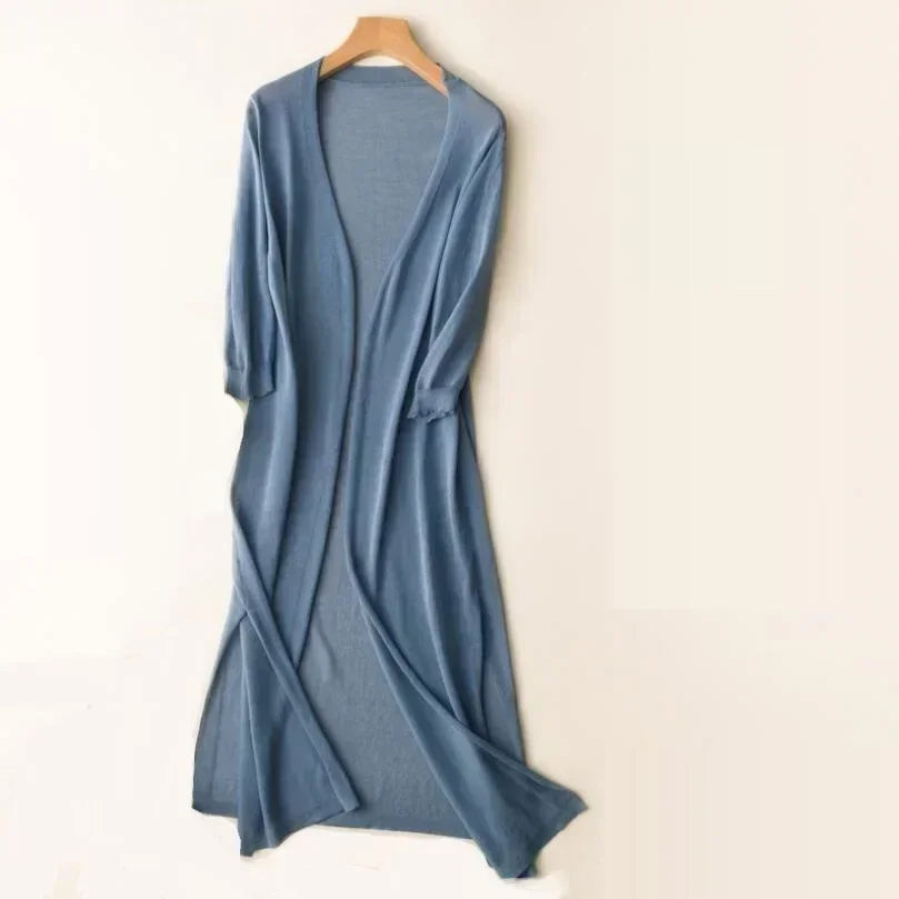 Isabella | Women’s Lightweight Long Cardigan with V-Neck and Relaxed Fit
