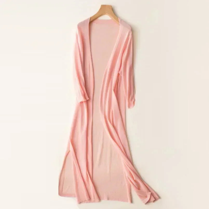 Isabella | Women’s Lightweight Long Cardigan with V-Neck and Relaxed Fit