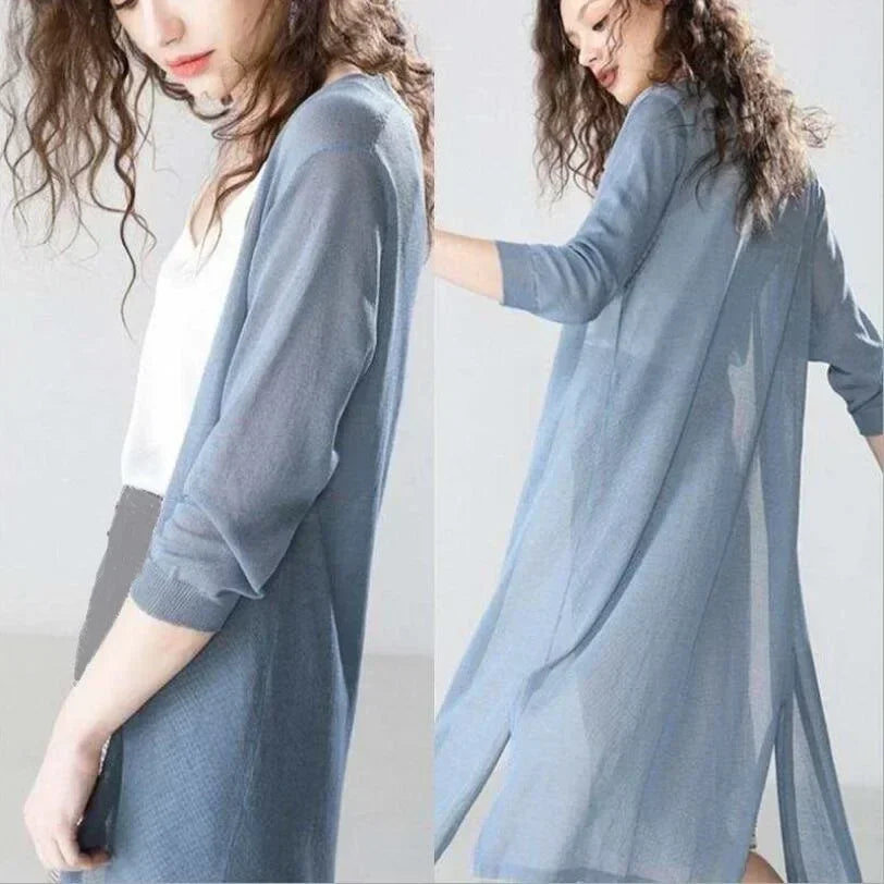 Isabella | Women’s Lightweight Long Cardigan with V-Neck and Relaxed Fit