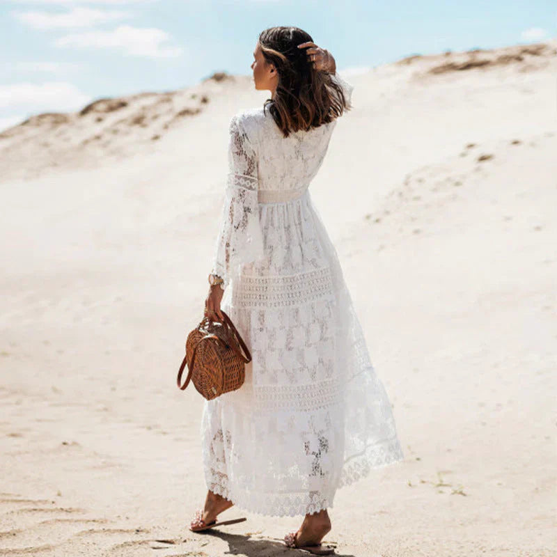 Marigold | Women’s Long-Sleeved Boho Maxi Dress with Artistic Details