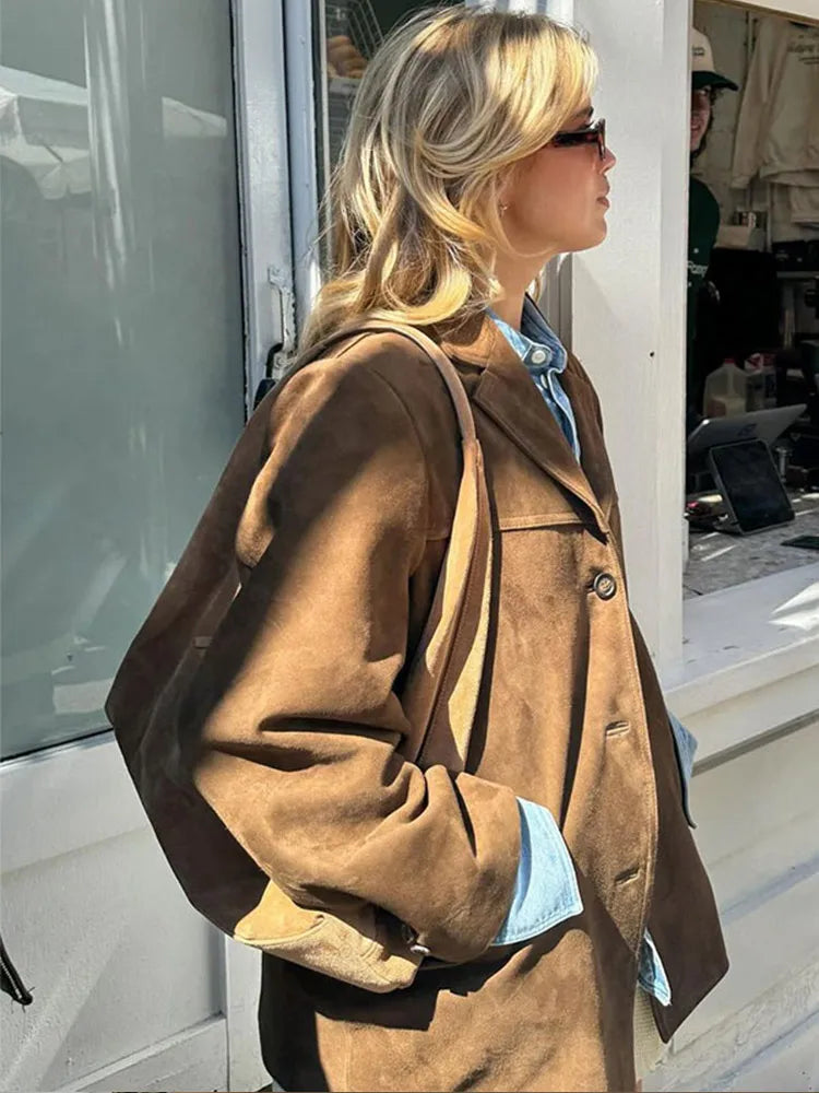 Aurora | Women’s Elegant Brown Minimalist Jacket with Flattering Fit