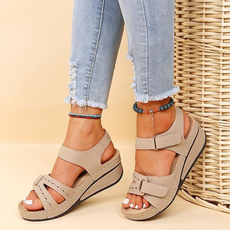 Harper | Women's Soft Sole Wedge Sandals with Adjustable Strap