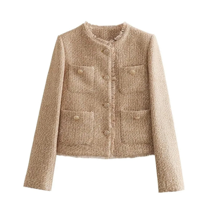 Bernadette | Women’s Cropped Tweed Jacket with Tailored Fit and Decorative Button Detail