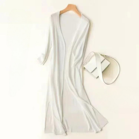 Isabella | Women’s Lightweight Long Cardigan with V-Neck and Relaxed Fit