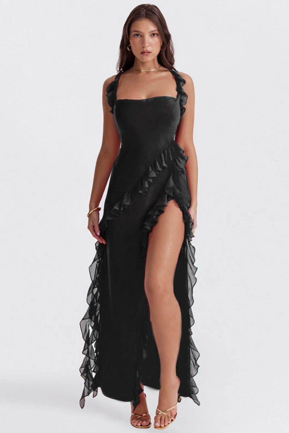 Natalie | Women’s Elegant Maxi Dress with Ruffle Detail