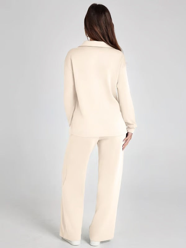 Orla | Women’s Two-Piece V-Neck Sweatshirt & Wide-Leg Trousers Set