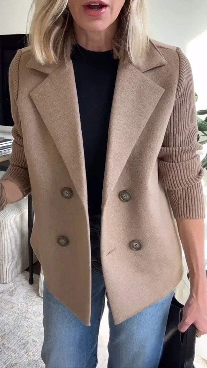Lilly | Double-Breasted Knit Sleeve Blazer