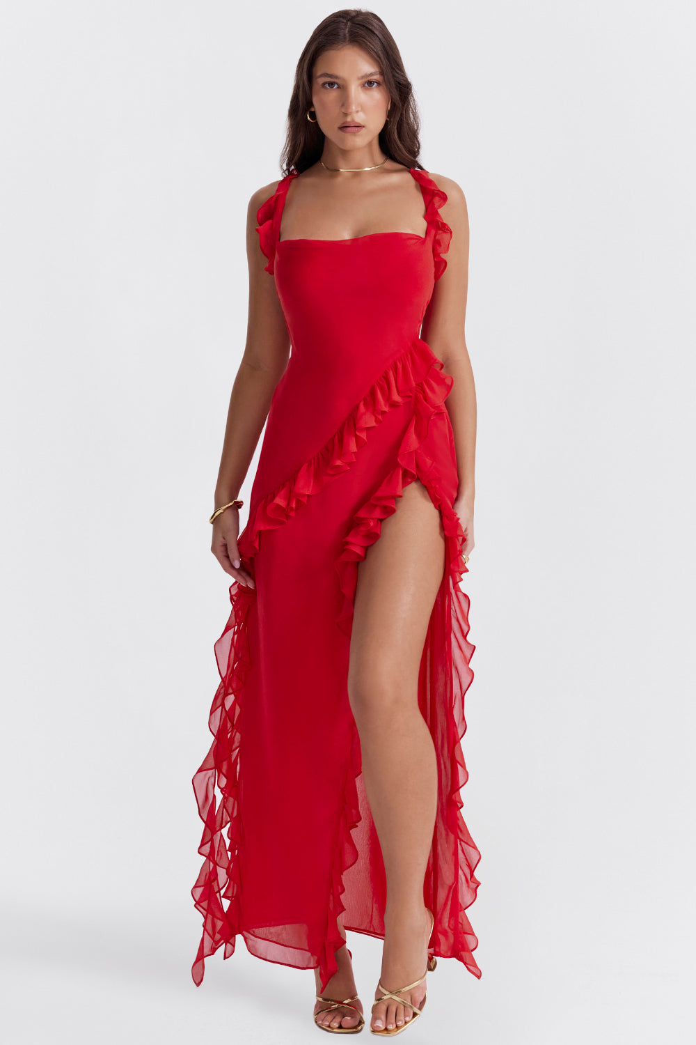 Natalie | Women’s Elegant Maxi Dress with Ruffle Detail