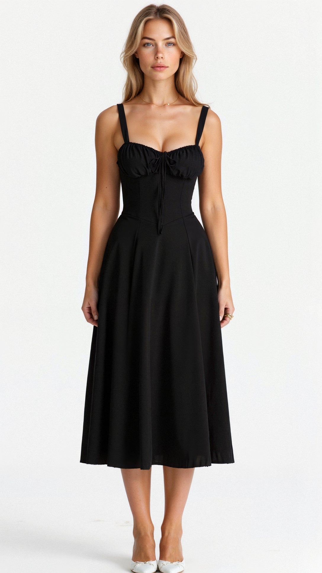 Demitri | Women’s Waist‑Sculpting Bustier Lace‑Up Midi Dress