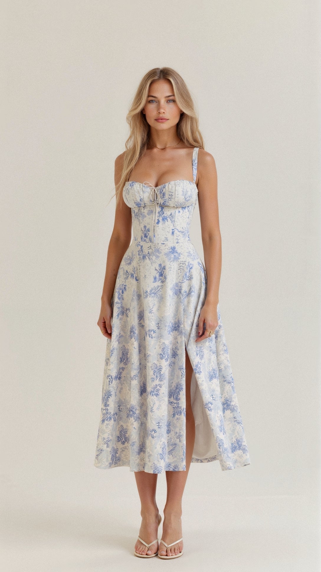 Demitri | Women’s Waist‑Sculpting Bustier Lace‑Up Midi Dress