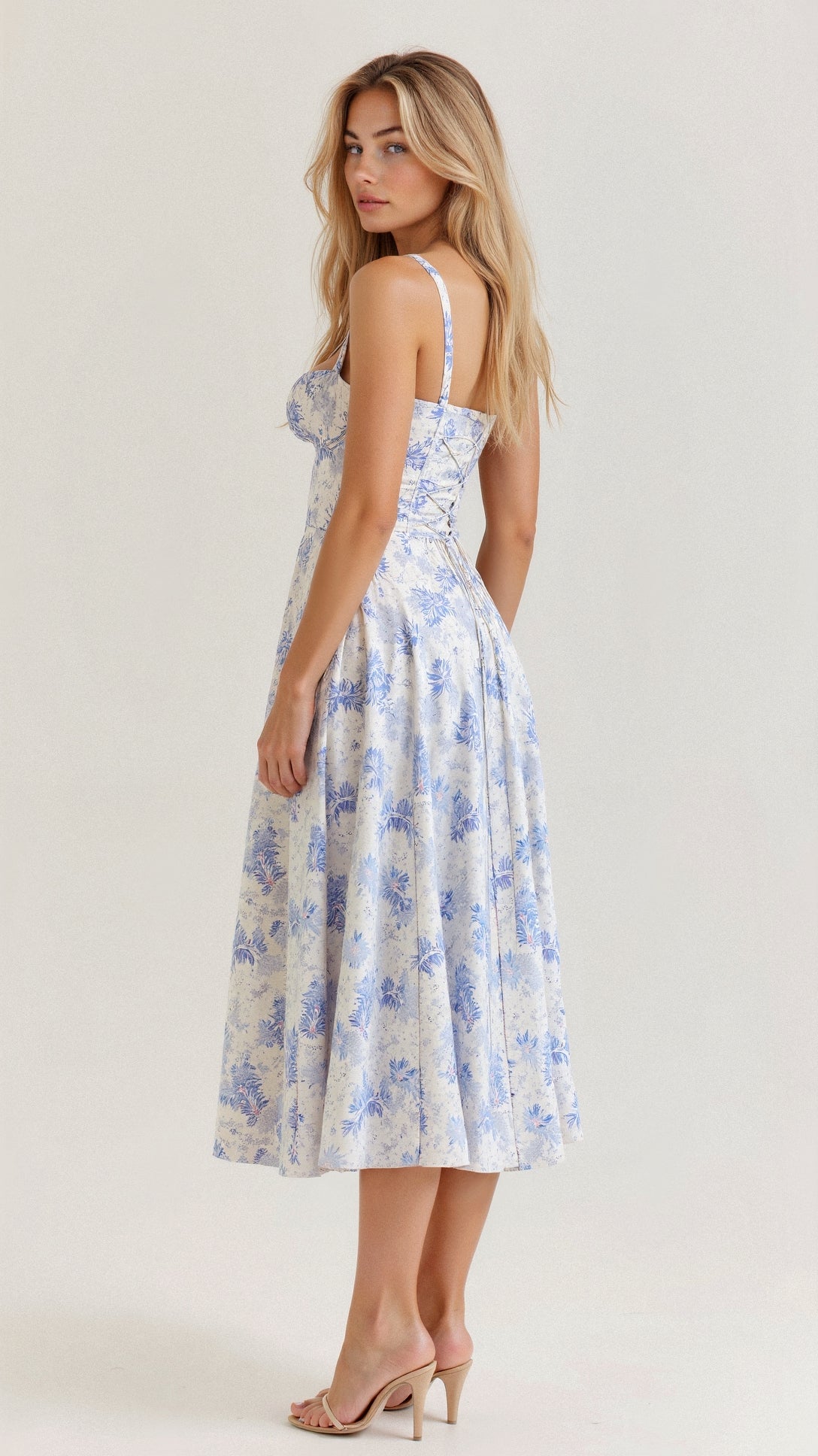 Demitri | Women’s Waist‑Sculpting Bustier Lace‑Up Midi Dress