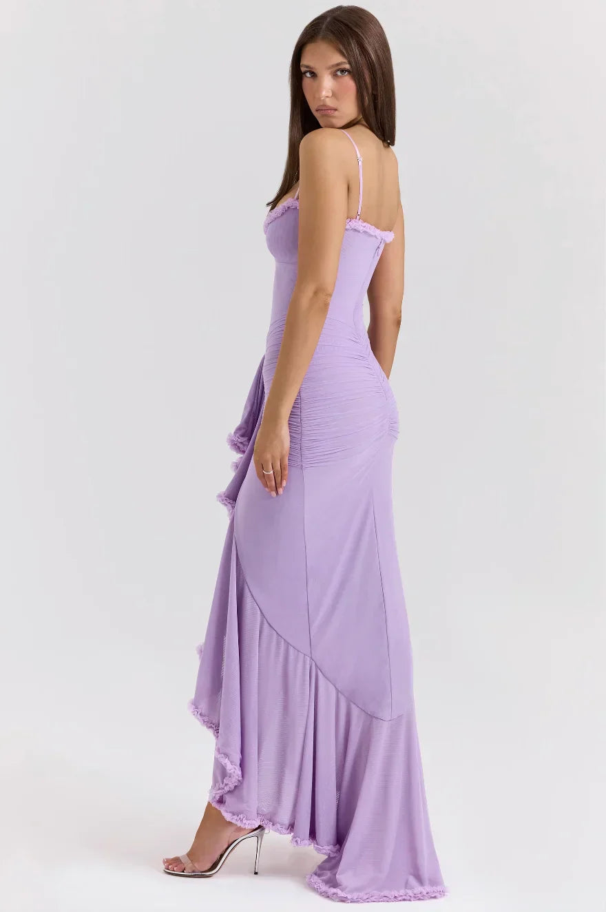 Eliza | Women’s Fitted Midi Dress with Ruffled Details