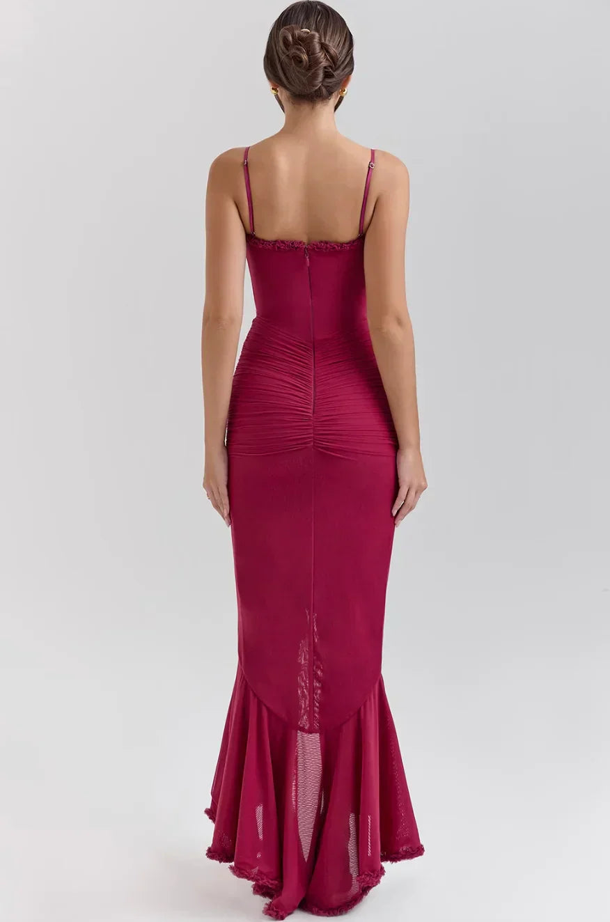 Eliza | Women’s Fitted Midi Dress with Ruffled Details