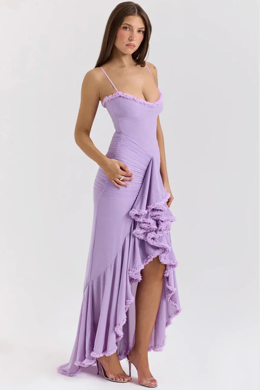 Eliza | Women’s Fitted Midi Dress with Ruffled Details