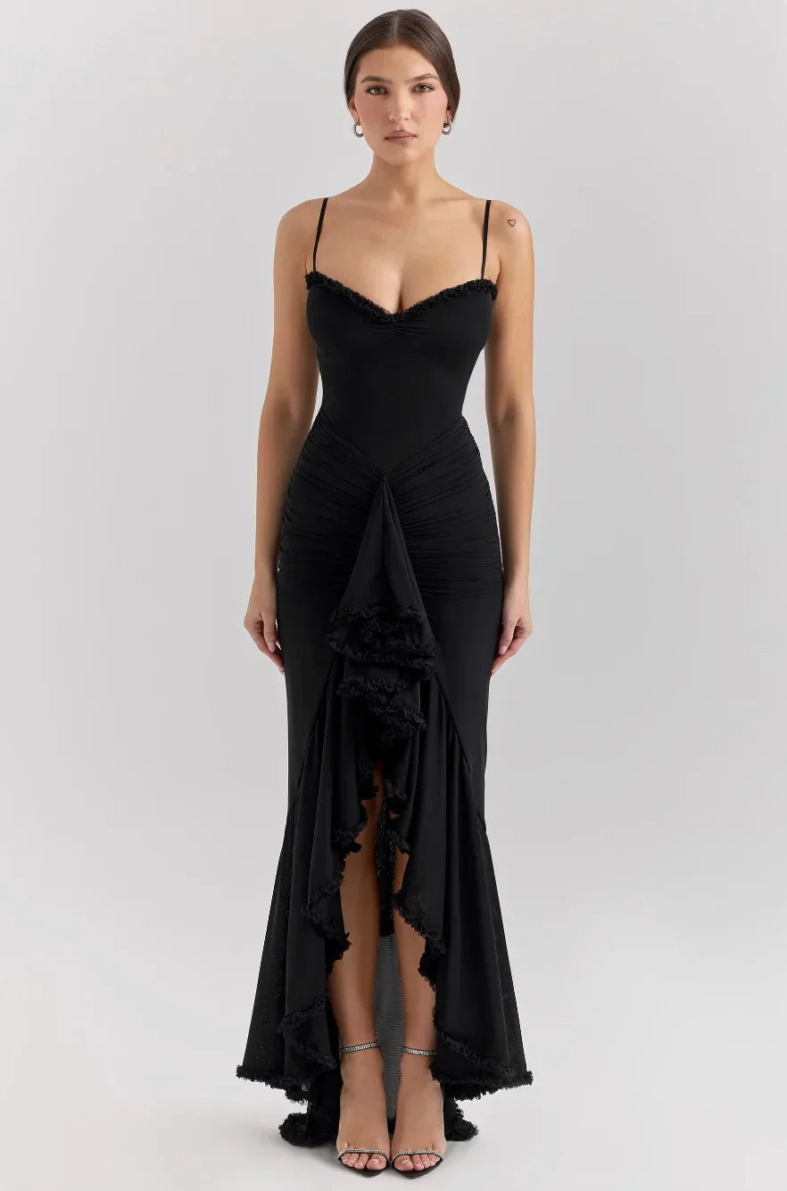 Eliza | Women’s Fitted Midi Dress with Ruffled Details