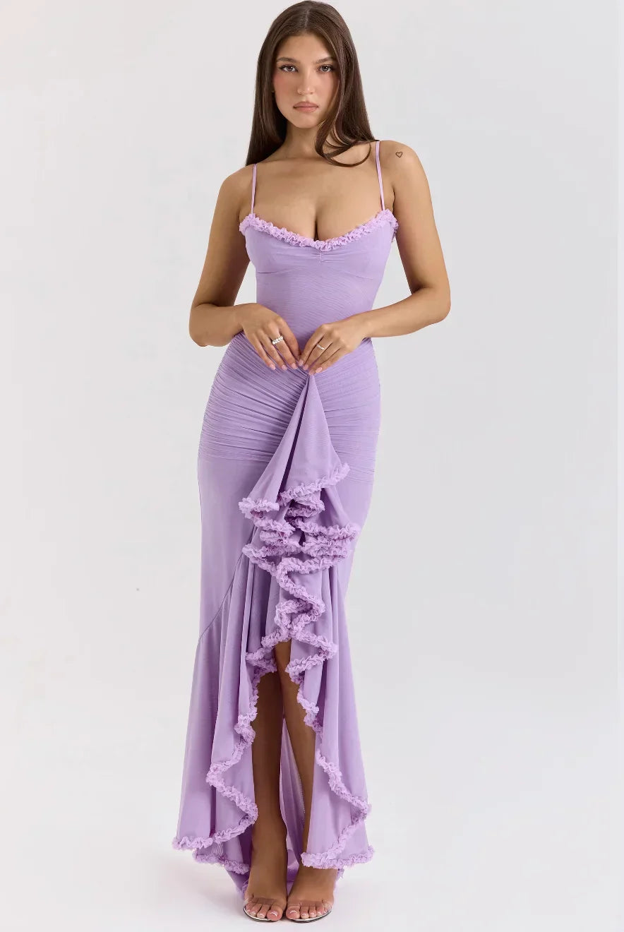 Eliza | Women’s Fitted Midi Dress with Ruffled Details