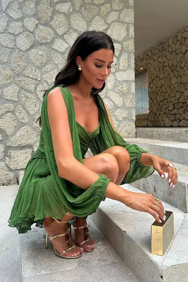 Davina | Women’s Flowy Ruffled Mini Dress with Sleeves