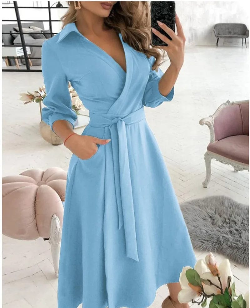 Alexa | Women’s Elegant Wrap Midi Dress with Flattering Silhouette