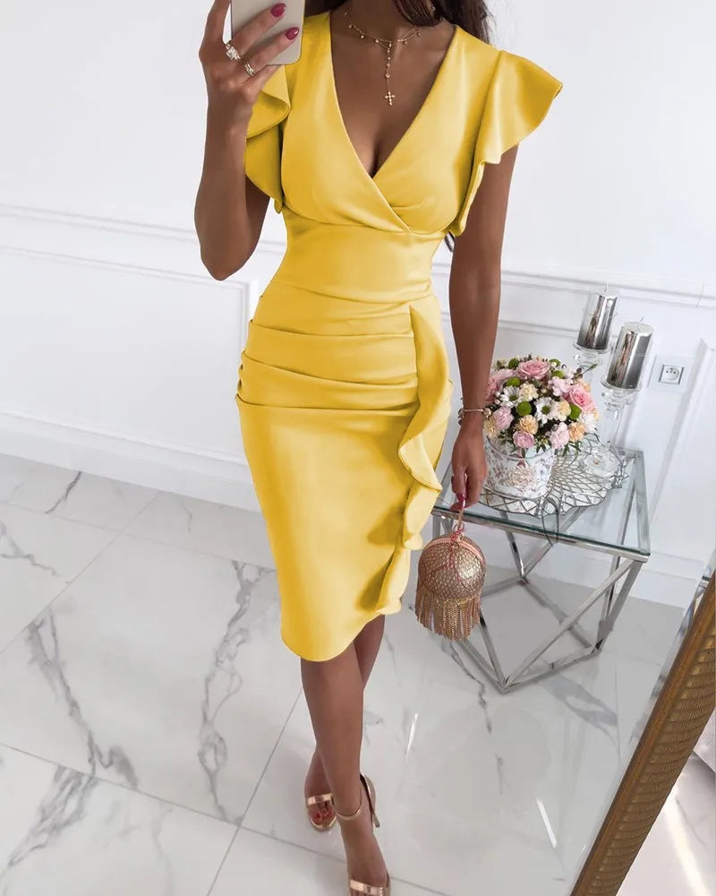 Lyra | Women’s Elegant Slim-Fit Dress with Butterfly Sleeves