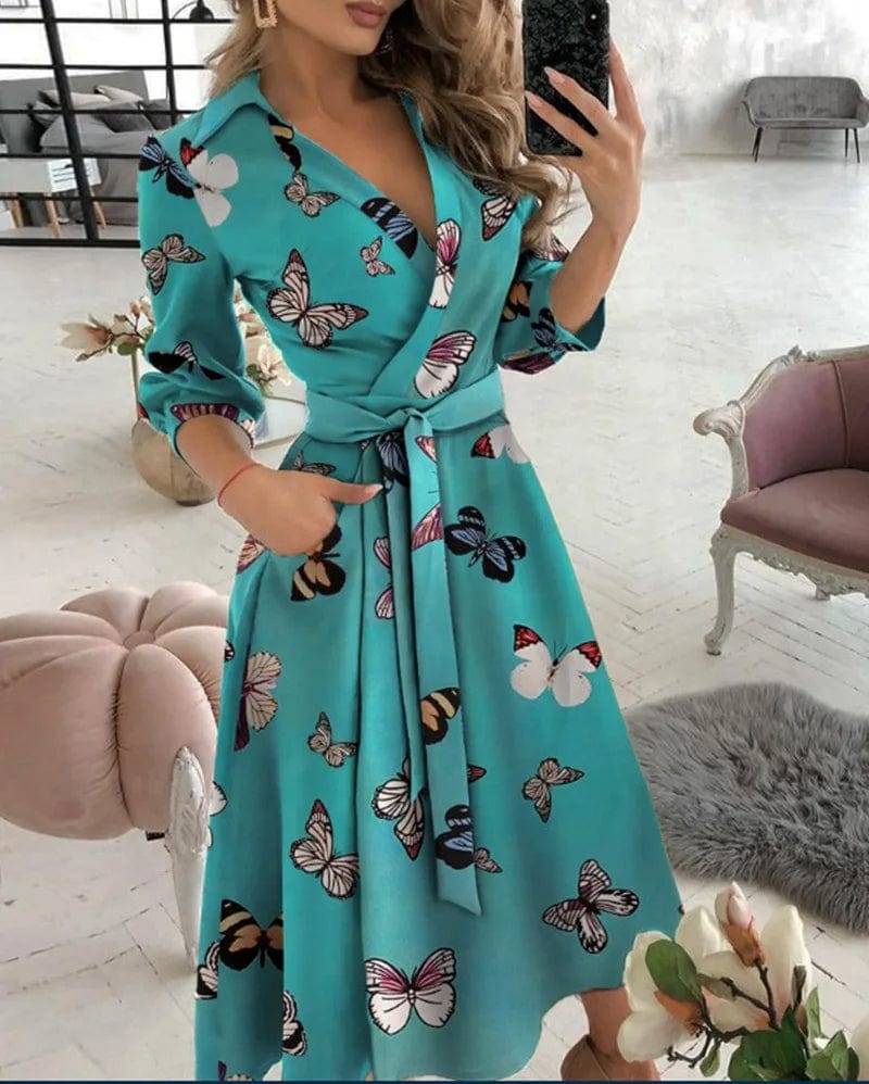 Alexa | Women’s Elegant Wrap Midi Dress with Flattering Silhouette