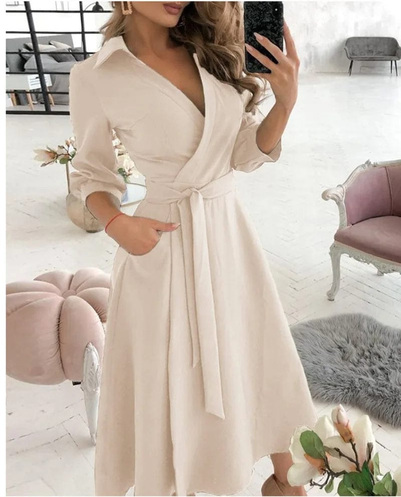 Alexa | Women’s Elegant Wrap Midi Dress with Flattering Silhouette