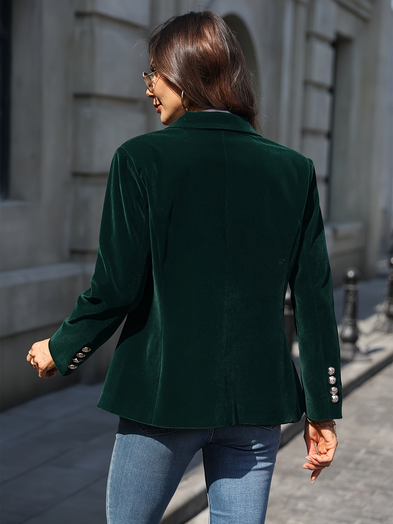 Annabelle |  Velvet Blazer with Gold Button Accents Timeless Luxury with a Modern Edge