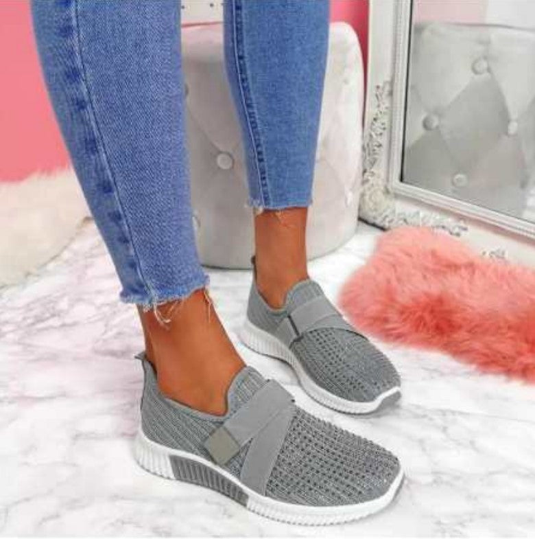 Ava | Women’s Slip-On Sneakers with Velcro Strap and Breathable Mesh Panels