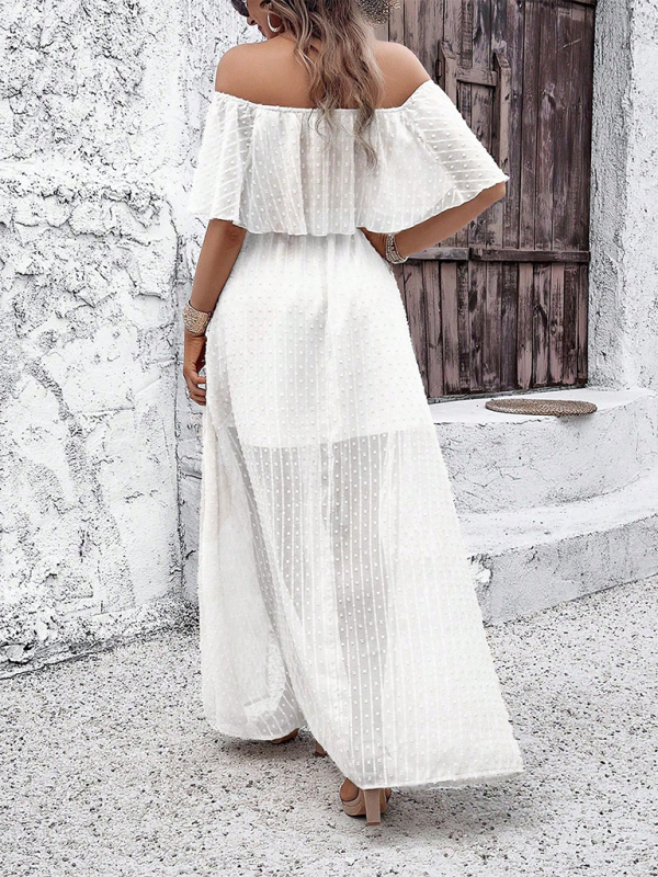 Kiara | Off-Shoulder Maxi Dress with Polka Dot Print and Slit