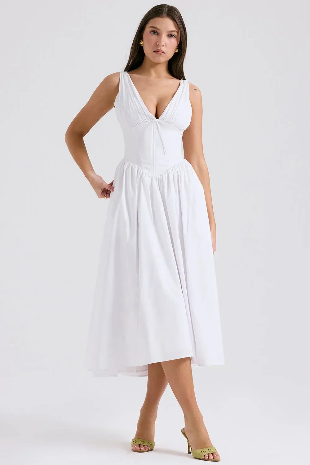 Diana | Women’s Floral Midi Dress with V-Neckline