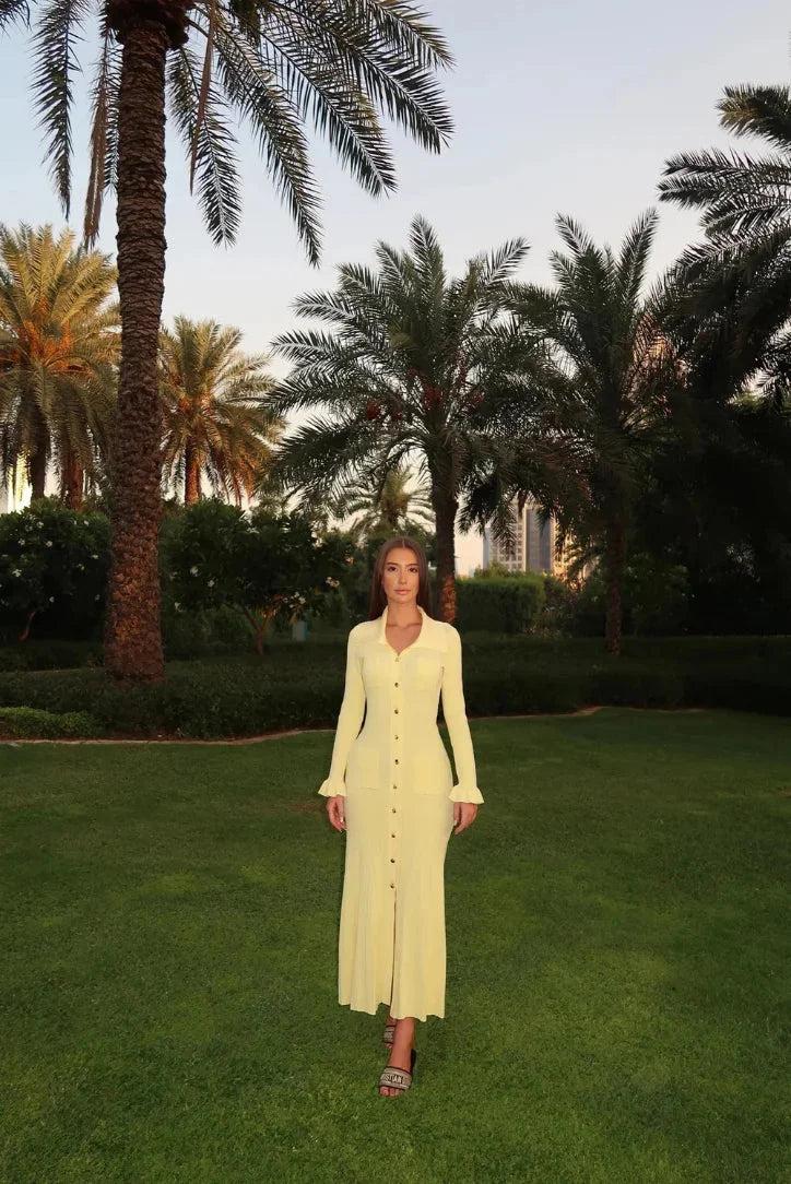 Dakota | Women’s Ribbed Midi Dress with Button Accents