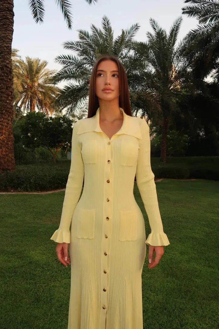Dakota | Women’s Ribbed Midi Dress with Button Accents