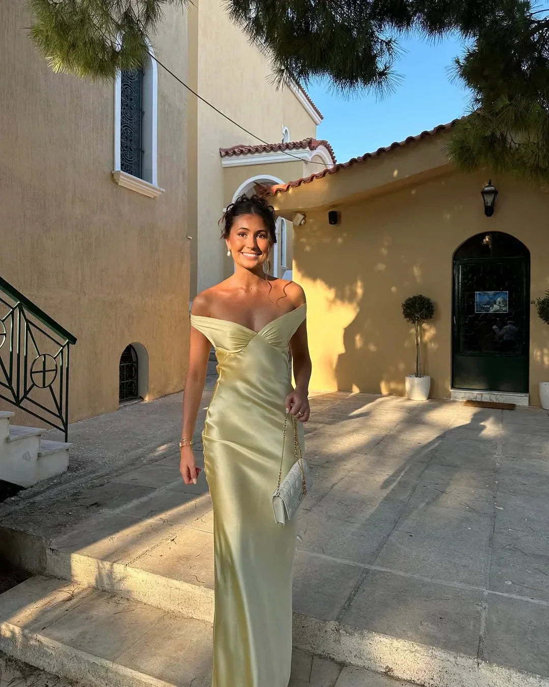 Harper | Off Shoulder Yellow Maxi Dress
