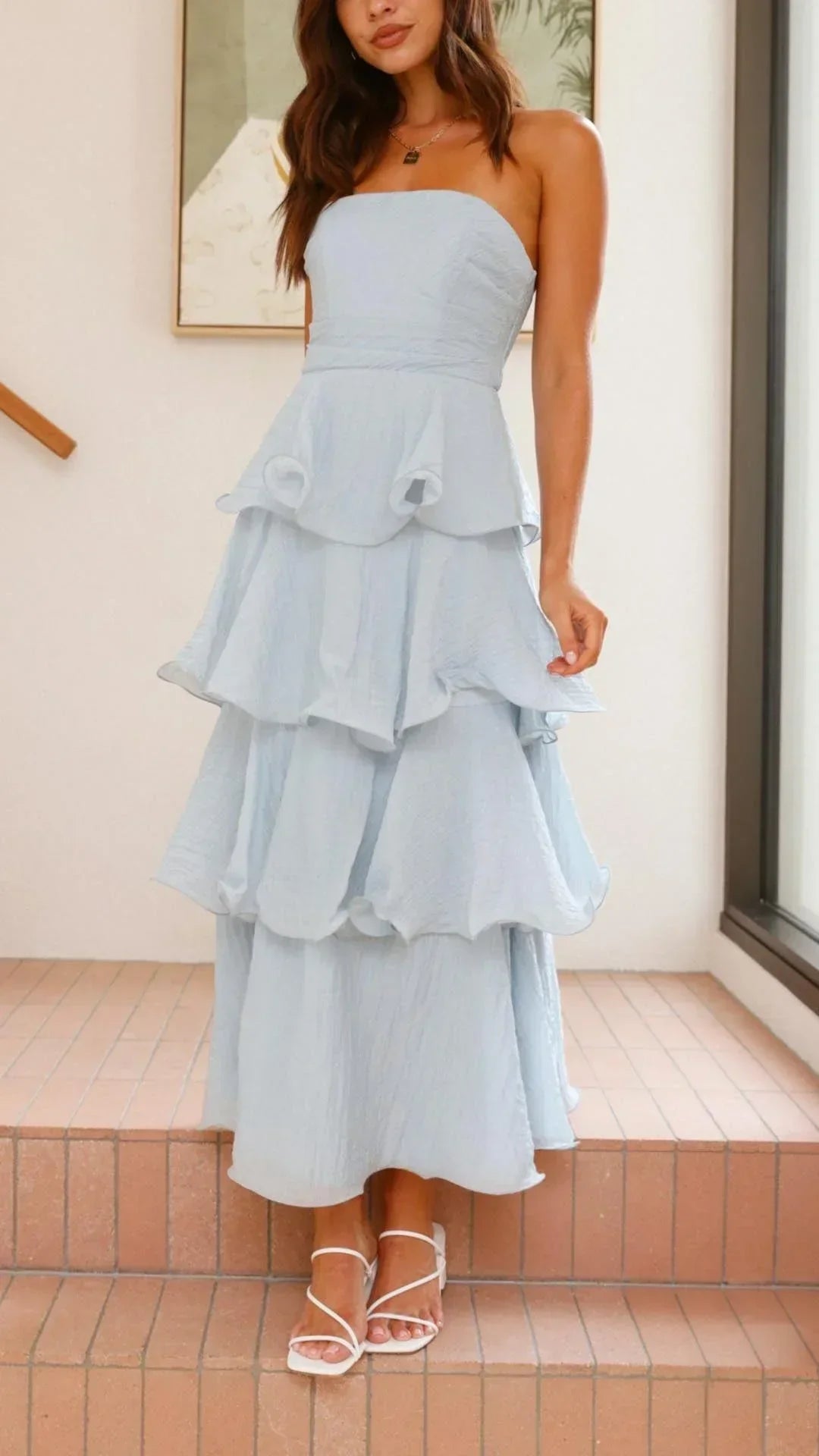 Imara | Women’s Strapless Tiered Dress with Elegant Layers