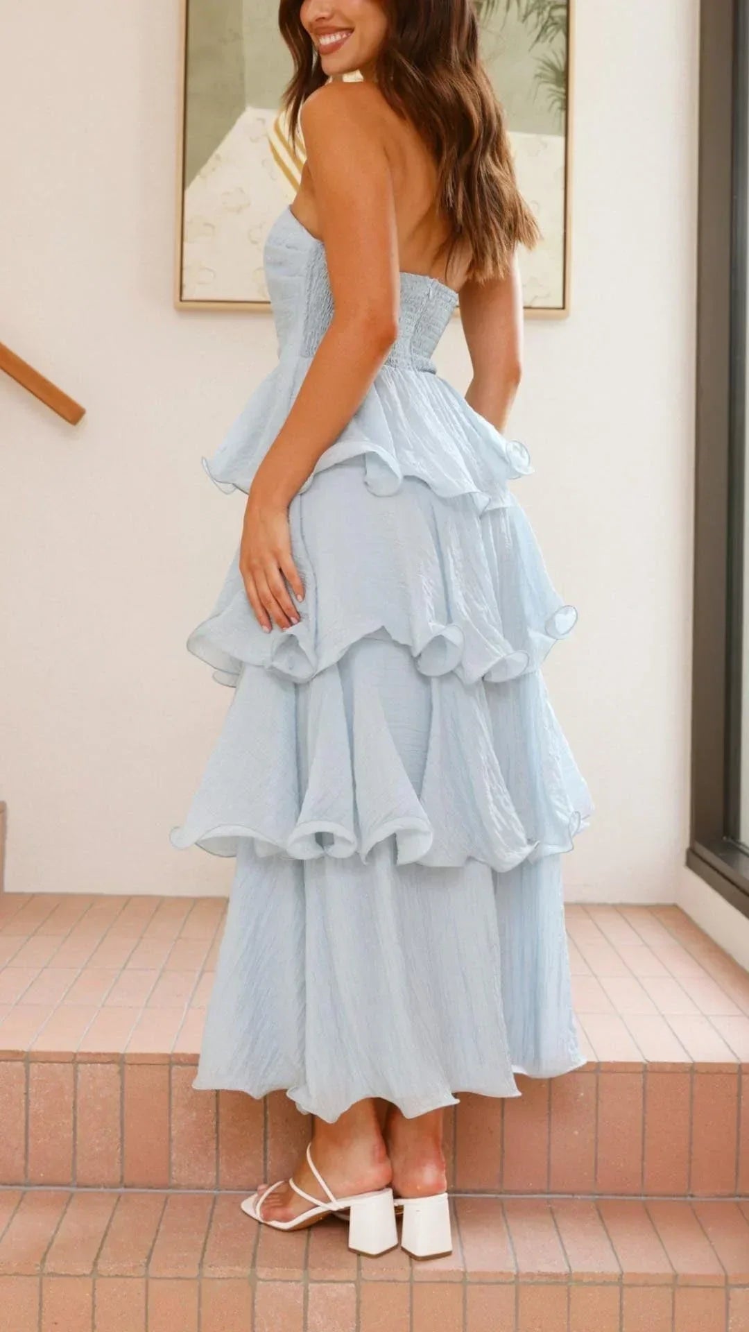 Imara | Women’s Strapless Tiered Dress with Elegant Layers