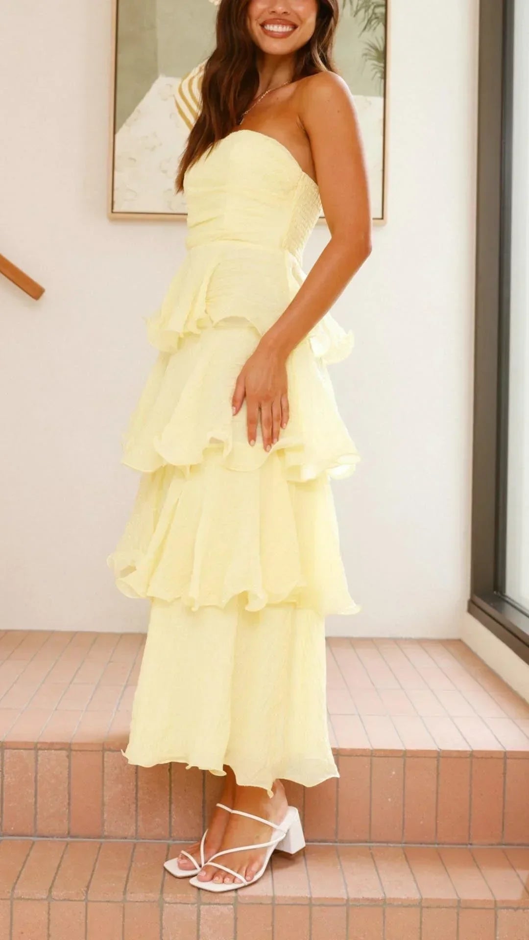Imara | Women’s Strapless Tiered Dress with Elegant Layers