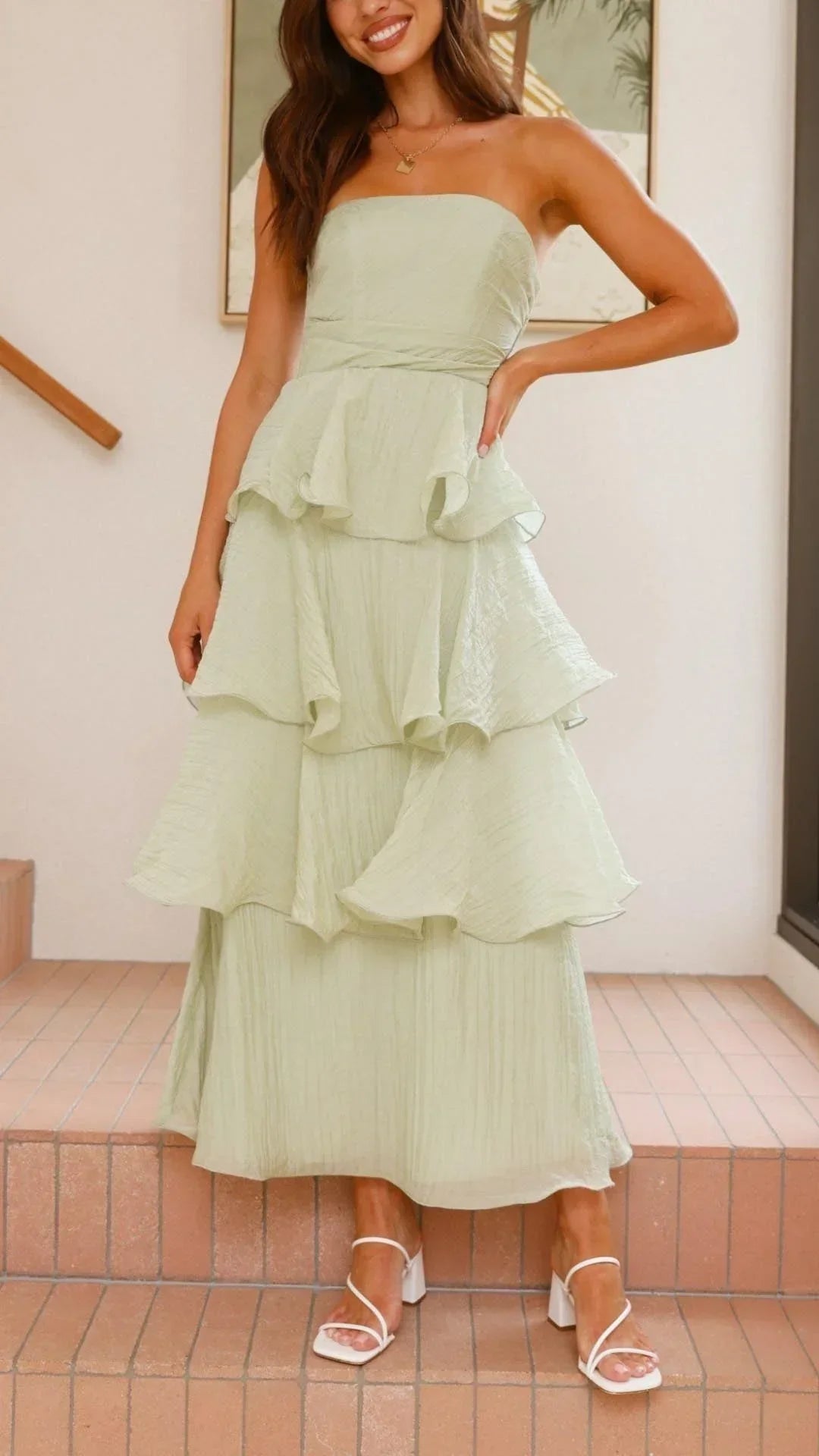 Imara | Women’s Strapless Tiered Dress with Elegant Layers