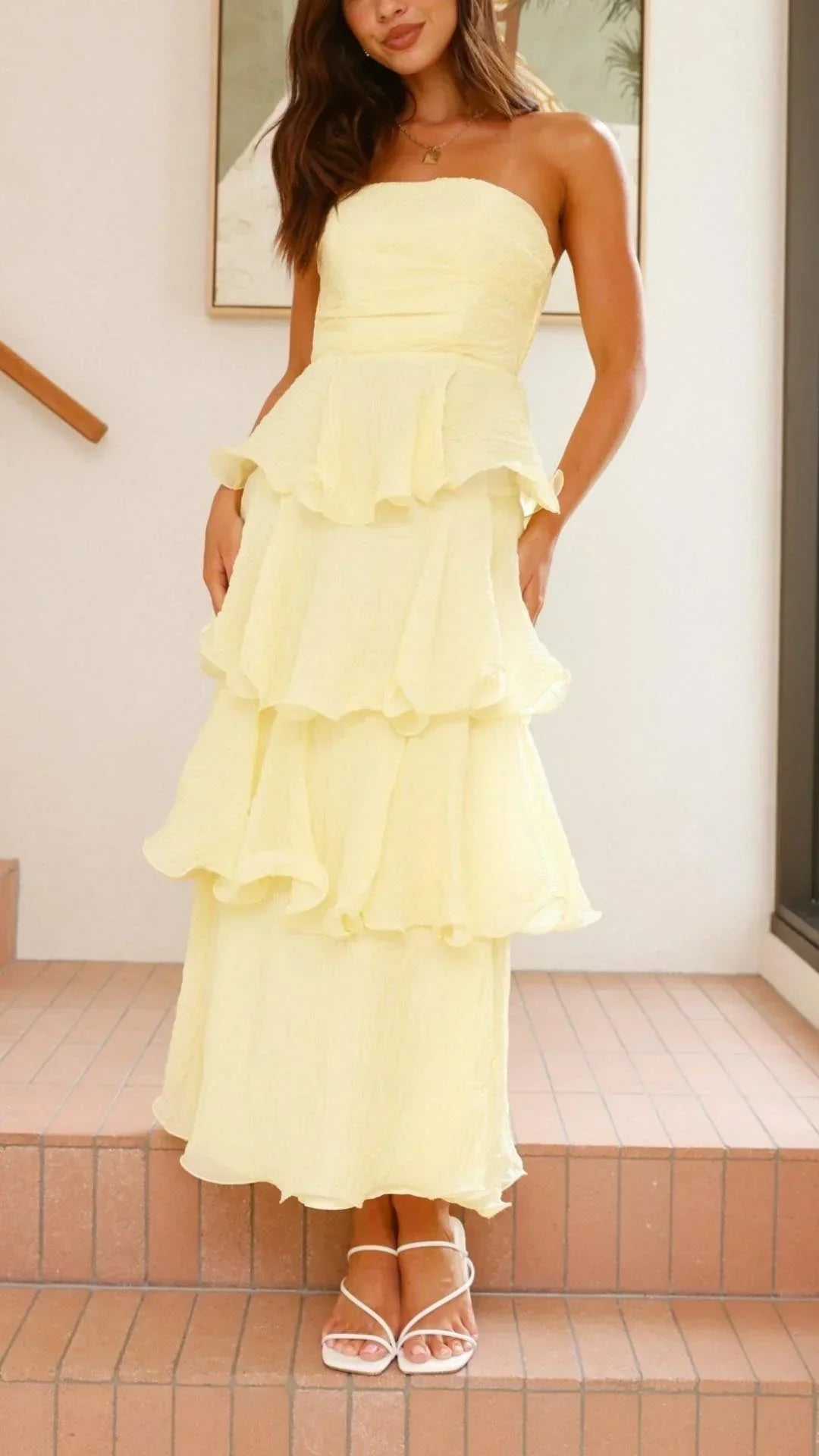 Imara | Women’s Strapless Tiered Dress with Elegant Layers
