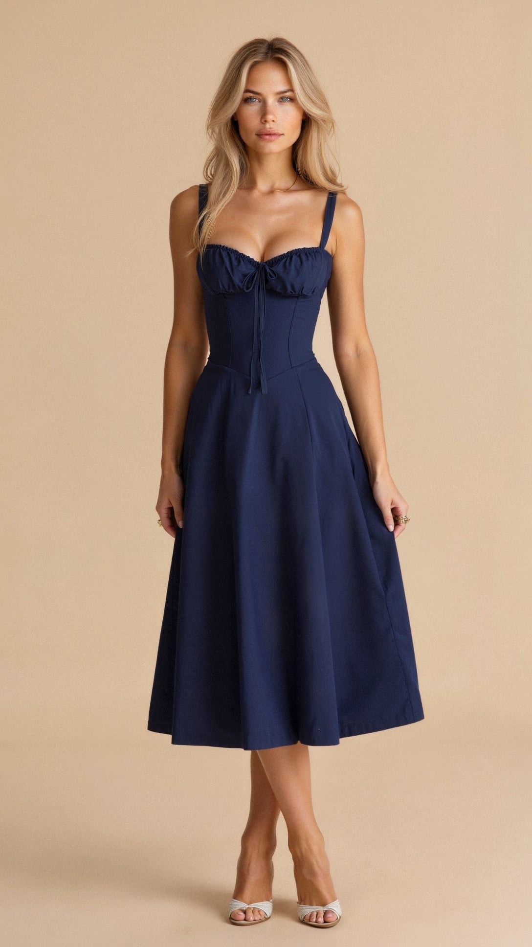 Demitri | Women’s Waist‑Sculpting Bustier Lace‑Up Midi Dress