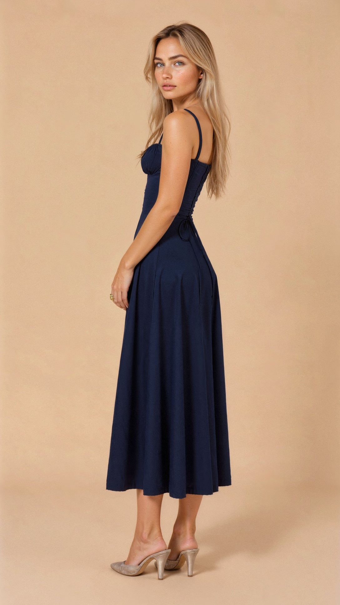 Demitri | Women’s Waist‑Sculpting Bustier Lace‑Up Midi Dress