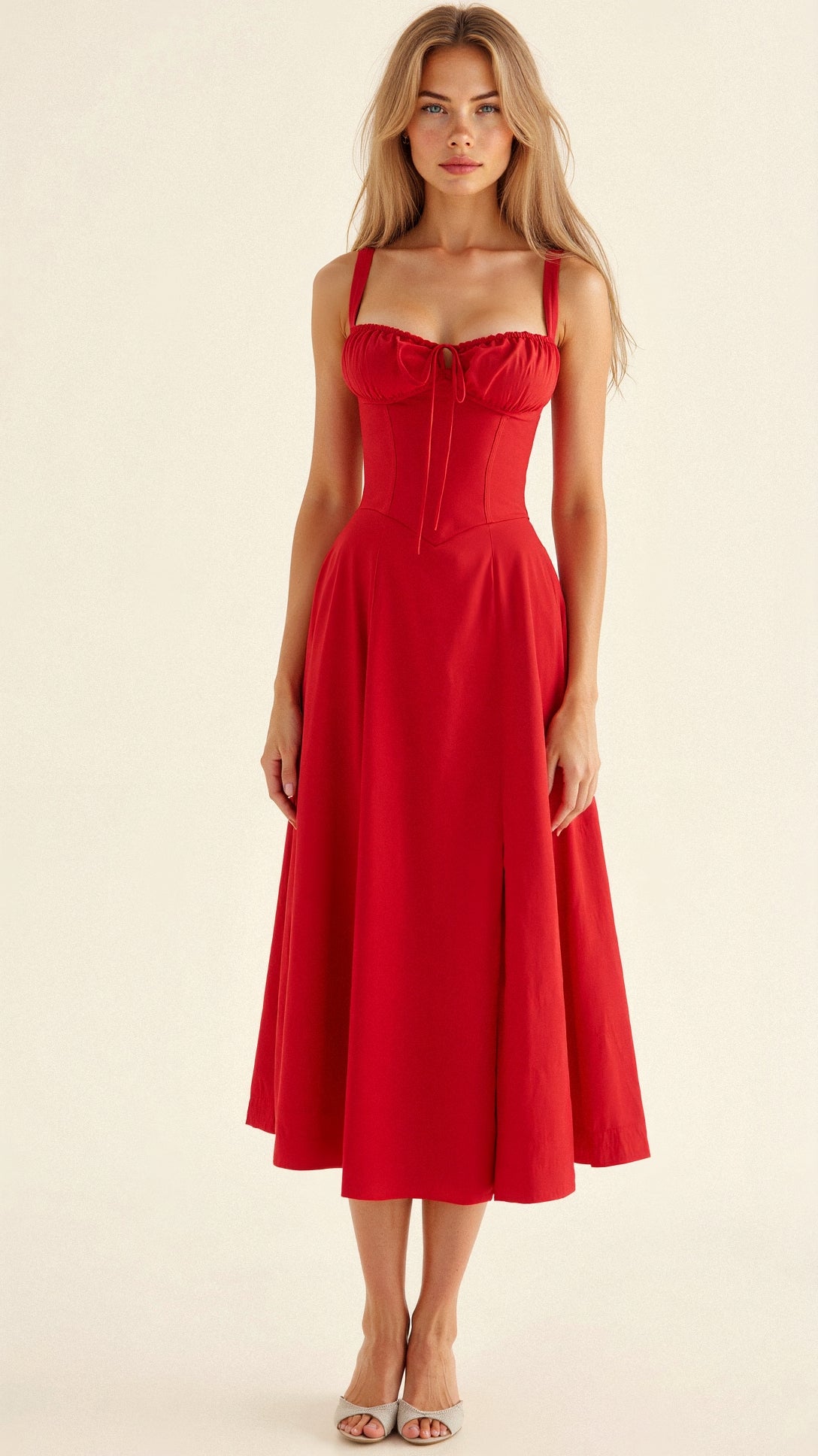 Demitri | Women’s Waist‑Sculpting Bustier Lace‑Up Midi Dress
